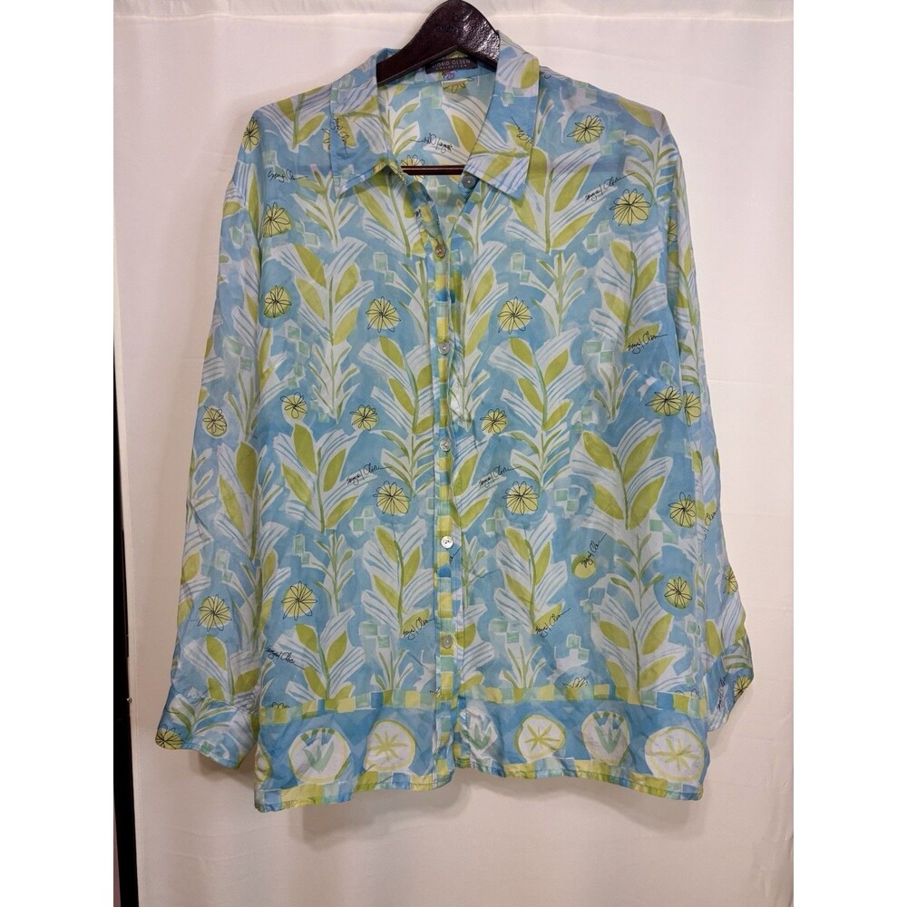 Sigrid Olsen Collection Women’s Cami Blouse Lightweight 100% Silk 2XL Tropical